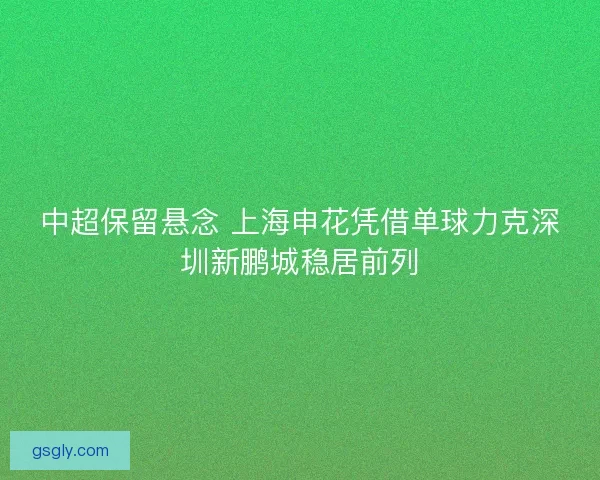 中超保留悬念 上海申花凭借单球力克深圳新鹏城稳居前列