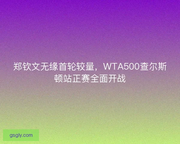 郑钦文无缘首轮较量，WTA500查尔斯顿站正赛全面开战
